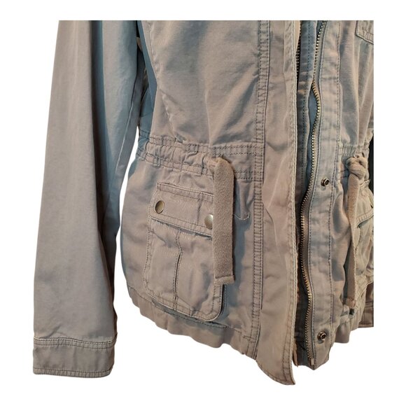 GAP SZ M Women's Zip Front Utility Safari Jacket Cargo Pockets in Gray - Picture 7 of 12